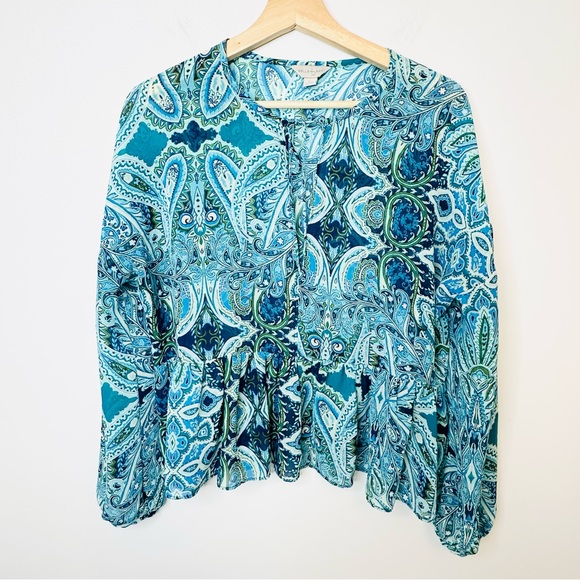 Blouse Sans Manches Belle + Sky Pour Femme - Taille M, Couleur Sarcelle, Excellent état